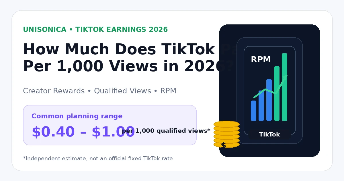 How much does TikTok pay per 1,000 views in 2026?